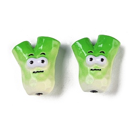 Spray Painted Alloy Beads, Green Onion