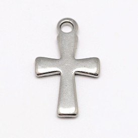 Stainless Steel Tiny Cross Charms, 12x7x1mm, Hole: 1mm
