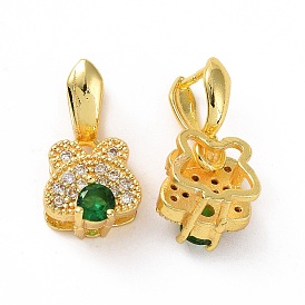 Brass Micro Pave Green Cubic Zirconia Ice Pick Pinch Bails, Butterfly