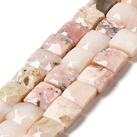 Rose naturel perles d'opale brins, facette, carrée
