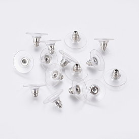 Brass Bullet Clutch Bullet Clutch Earring Backs with Pad, for Stablizing Heavy Post Earrings, with Plastic Pads, Ear Nuts, 11x6mm, Hole: 1mm