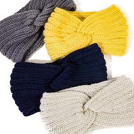 Bandeaux en fil de laine à tricoter croisés, accessoires pour cheveux larges pour filles et femmes