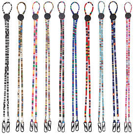 10 шт 10 цвета этнический стиль полиэстер шнурок для очков, шейный ремешок для очков, с пластиковой пряжкой, сплав и железо
