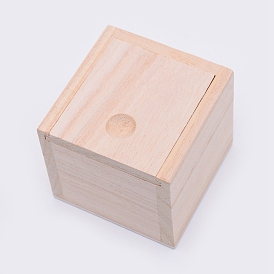 Unfinished Natural Candlenut Card Keeper Box, for Arts, Crafts and Home Decor, Square