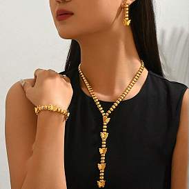 Vintage Alloy Butterfly Y Tassel Necklaces & Bracelets & Earrings Sets for women