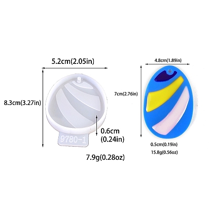 Easter Egg with Stripe Triangle Rabbit Pendant DIY Silicone Molds, Resin Casting Molds, for UV Resin, Epoxy Resin Jewelry Making