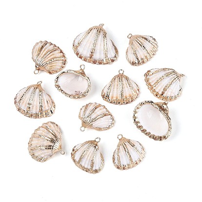 Подвески из натуральных морских ракушек, покрытые гальваническим способом, подвески в форме ракушек, с медными петлями, золотые