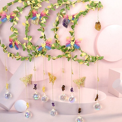 Pastoral Style Gemstone Pendant Decorations,  Suncatchers, for Home Bedroom Hanging Decorations, Moon