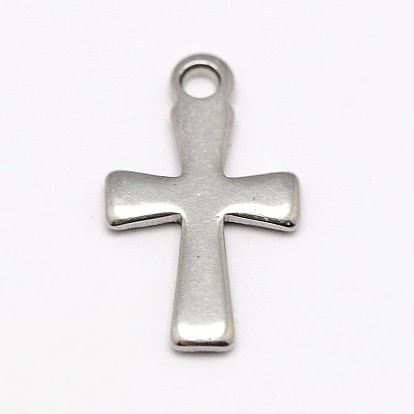 Stainless Steel Tiny Cross Charms, 12x7x1mm, Hole: 1mm