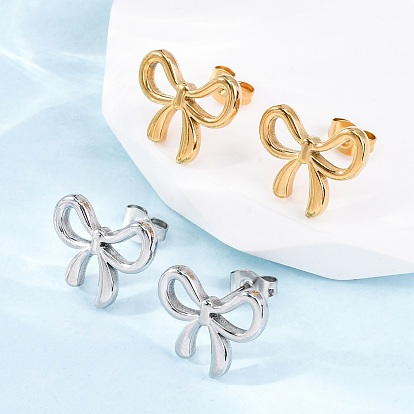 304 серьги-гвоздики из нержавеющей стали для женщин, бантом