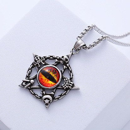 Винтажный панк 304 кулон из нержавеющей стали с гексаграммой в виде сглаза