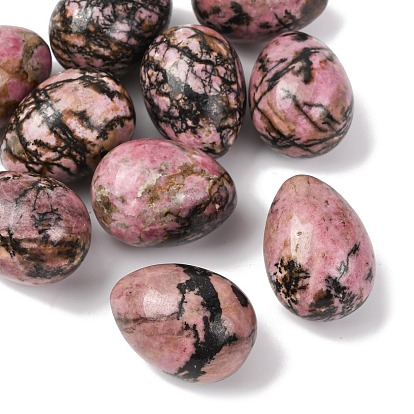 Натуральный родонитовый камень в форме яйца, Целебный карманный камень для ладони, для снятия тревоги, медитации, пасхального декора.