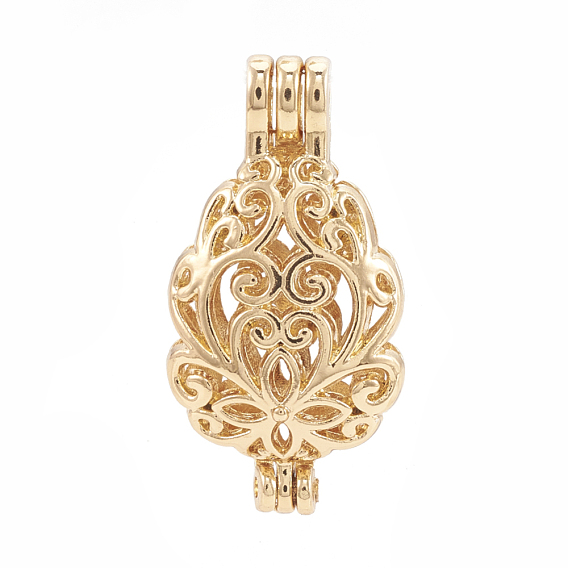 Alloy Bead Cage Pendants, Hollow, Drop