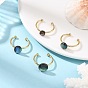 304 Offene Manschettenringe aus Edelstahl und Acryl, flach, rund oder oval, mit natürlicher Paua Schale, golden