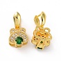 Brass Micro Pave Green Cubic Zirconia Ice Pick Pinch Bails, Butterfly