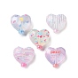 Transparent Printed Acrylic Beads, Heart Balloon with Cherry & Star & Bowknot & Word Sweet Pattern