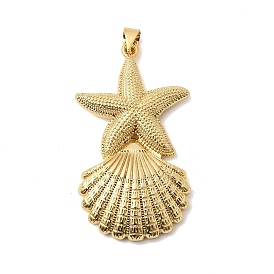 Латунные подвески, в форме ракушки с подвесками в виде морских звезд, долговечный, стойки покрытие, без свинца и без кадмия
