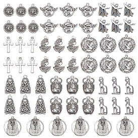 6 Bags Ancient Egypt Tibetan Style Alloy Pendants, Cross/Pharaoh/Eye