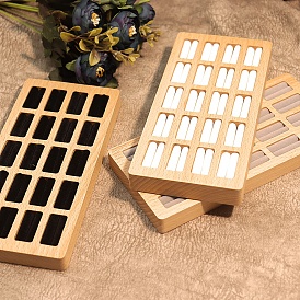 20-Slot Wooden Ring Display Trays, Rectangle