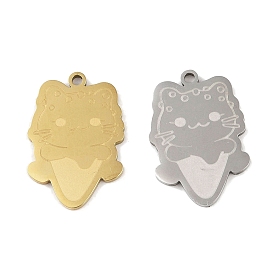 304 Stainless Steel Pendants, Cat with Ice-crea Charm