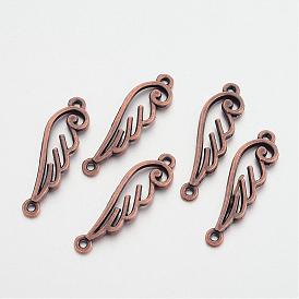 Wing Tibetan Style Alloy Links/Connectors, Cadmium Free & Lead Free, 33x9x2mm, Hole: 2mm