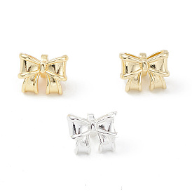Rack Plating Brass Charms, Cadmium Free & Lead Free, Long-Lasting Plated, Bowknot Charm