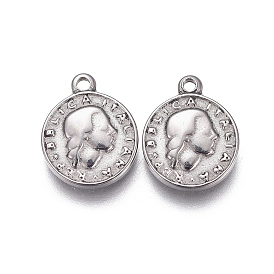 304 Stainless Steel Coin Charms, Repvbblica Italiana