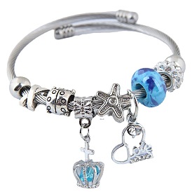 Bracelet de perles bricolage élégant avec des lettres, cœurs, étoiles et couronnes