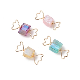 4 шт. 4 цвета гальванические подвески из натурального кварца, конфетные подвески из медной проволоки, разноцветные