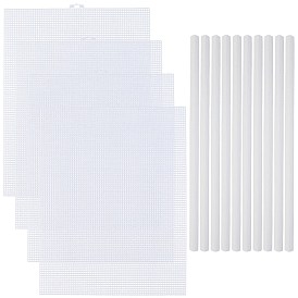 4 листы прямоугольные пластиковые сетчатые холсты, с 10шт. пластиковыми папками-органайзерами, выдвижными, для вышивания