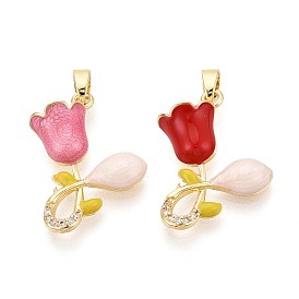 Латунные микро проложить кубического циркония подвески, с эмалью, , золотые