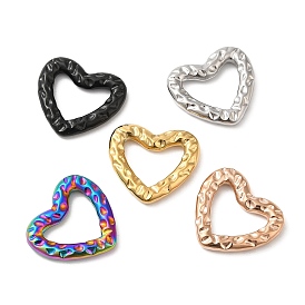 304 Stainless Steel Linking Rings, Hammered, Heart