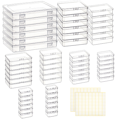 116Pcs 9 Styles Rectangle Plastic Bead Containers with Hinged Lid and Paper Self-Adhesive Stickers