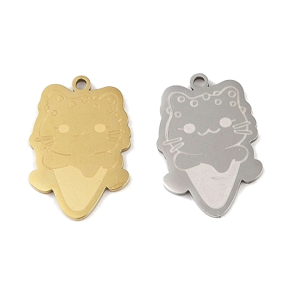 Pendentifs en acier inoxydable, chat avec charme de glace