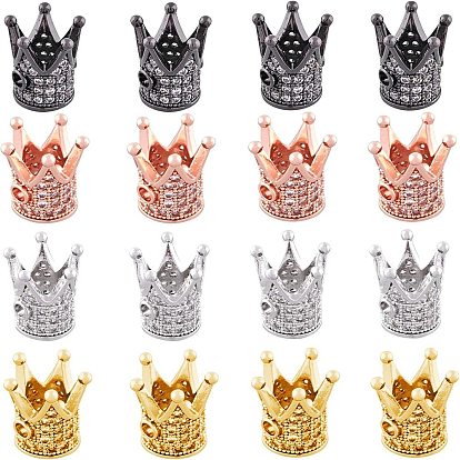 Brass Micro Pave Cubic Zirconia Beads, Crown