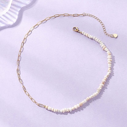 Цепочка из латунных скрепок с бусинами из натуральной культивированной пресноводной груши/картофеля., старинный белый