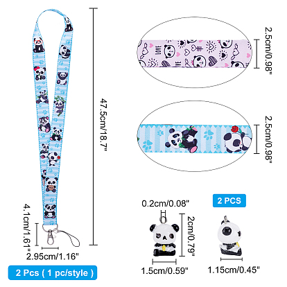 ARRICRAFT Panda Pattern Polyester Mobile Straps, with Alloy Lobster Claw Clasps and Resin Panda Pendants