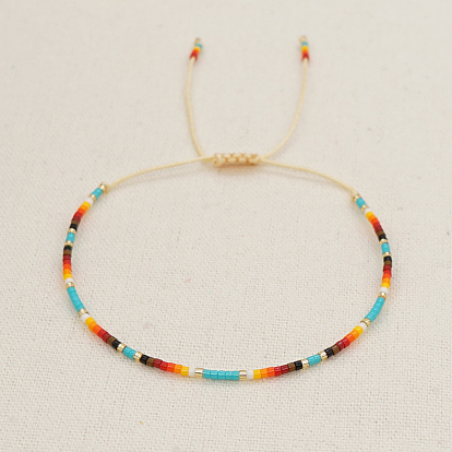 Glass Seed Heishi Braided Bead Bracelet for Women