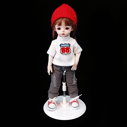 Stainless Steel and Plastic Doll Standing Bracket, Doll Display Stand