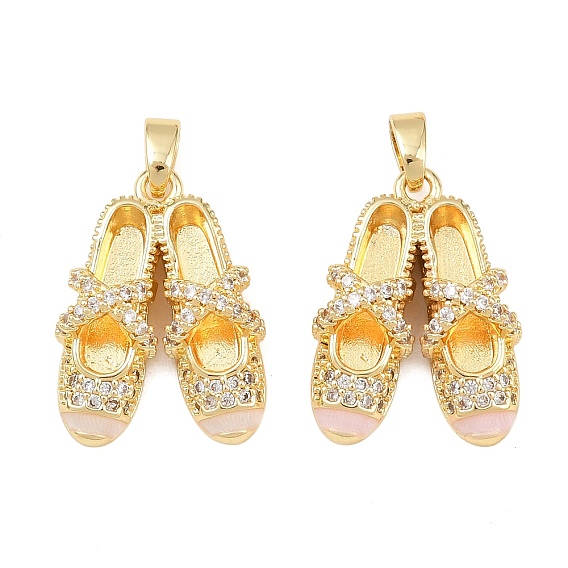 Латунные микро проложить кубического циркония подвески, с эмалью, туфли для танцоров, реальный 18 k позолоченный