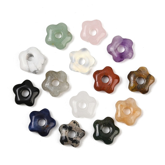 Natural Gemstone Pendants, Flower Charms