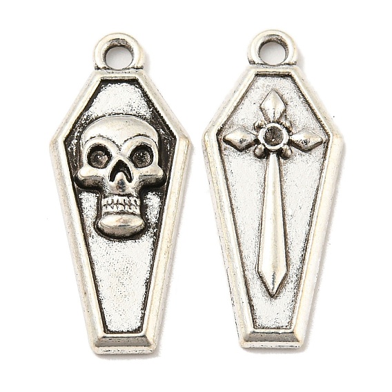 Tibetan Style Alloy Pendants Rhinestone Settings, Tombstone Shape Charms