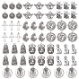 6 Bags Ancient Egypt Tibetan Style Alloy Pendants, Cross/Pharaoh/Eye