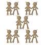5Pcs Brass Micro Pave Clear Cubic Zirconia Pendants, Nickel Free, Couples