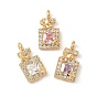 Латунные микро проложить кубического циркония подвески, квадратных амулеты, реальный 18 k позолоченный