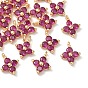 SHEGRACE Brass Cubic Zirconia Charms, Flower Charms, Cadmium Free & Lead Free & Nickel Free