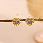 Brass Micro Pave Cubic Zirconia Stud Earrings, Heart