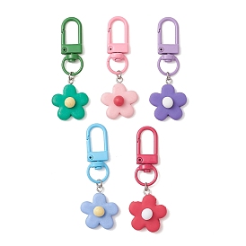 Смола подвеска украшения, цветок, с поворотными карабинами из сплава, окрашенными распылением, застежками