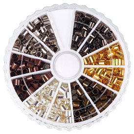 1 коробка 6 цвета латунная трубка обжима бусы, без кадмия и без свинца и без никеля