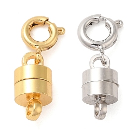 Brass Magnetic Clasps with Springs Clasps, Flat Round